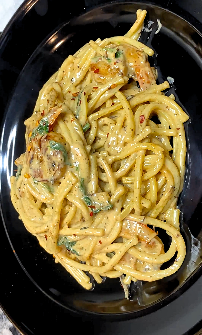 Creamy Shrimp alfredo pasta by good eats and epis